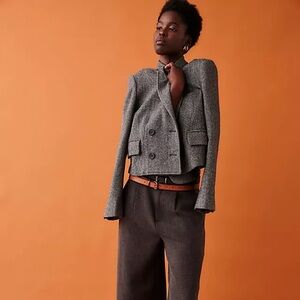 Free People Heritage Tailored Blazer Jacket Herringbone Cropped Oversized Loose